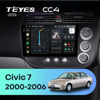 Штатная магнитола Teyes CC4 8/128 Honda Civic 7 (2000-2006) F2 Правый руль