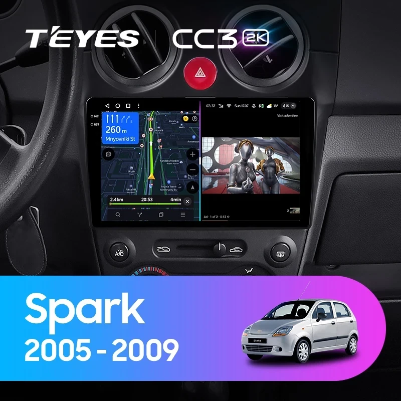 Штатная магнитола Teyes CC3 2K 4/64 Chevrolet Spark M200 (2005-2009)