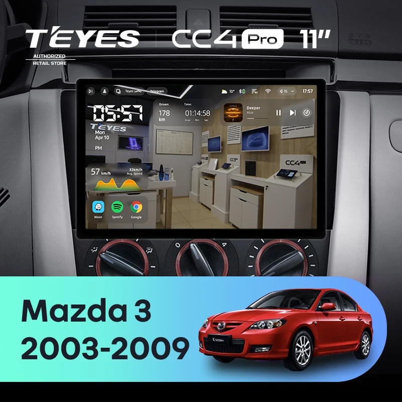Штатная магнитола Teyes CC4 Pro 8/128 Mazda 3 1 BK (2003-2009) (11")