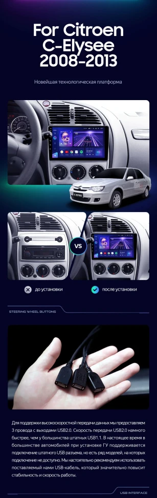 Штатная магнитола Teyes CC3 4/32 Citroen C-Elysee (2008-2013)