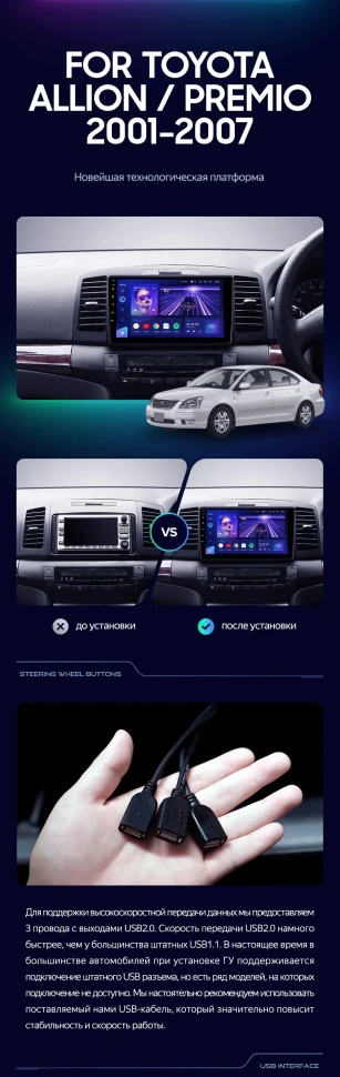 Штатная магнитола Teyes CC3L 4/32 Toyota Allion (2001-2007)