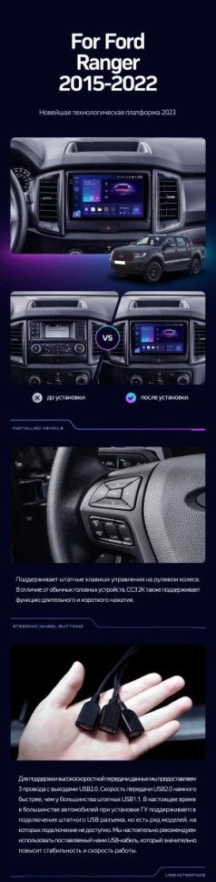 Штатная магнитола Teyes CC3 4/32 Ford Ranger P703 (2015-2022) Тип-A