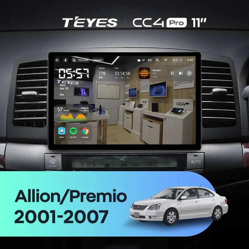 Штатная магнитола Teyes CC4 Pro 8/128 Toyota Allion (2001-2007) (11")