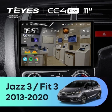 Штатная магнитола Teyes CC4 Pro 12/256 Honda Jazz 3 (2015-2020) Тип-B Правый руль (11")