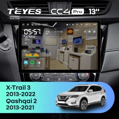 Штатная магнитола Teyes CC4 Pro 8/128 Nissan Qashqai 2 (2013-2021) F2 Тип-AВ (13")
