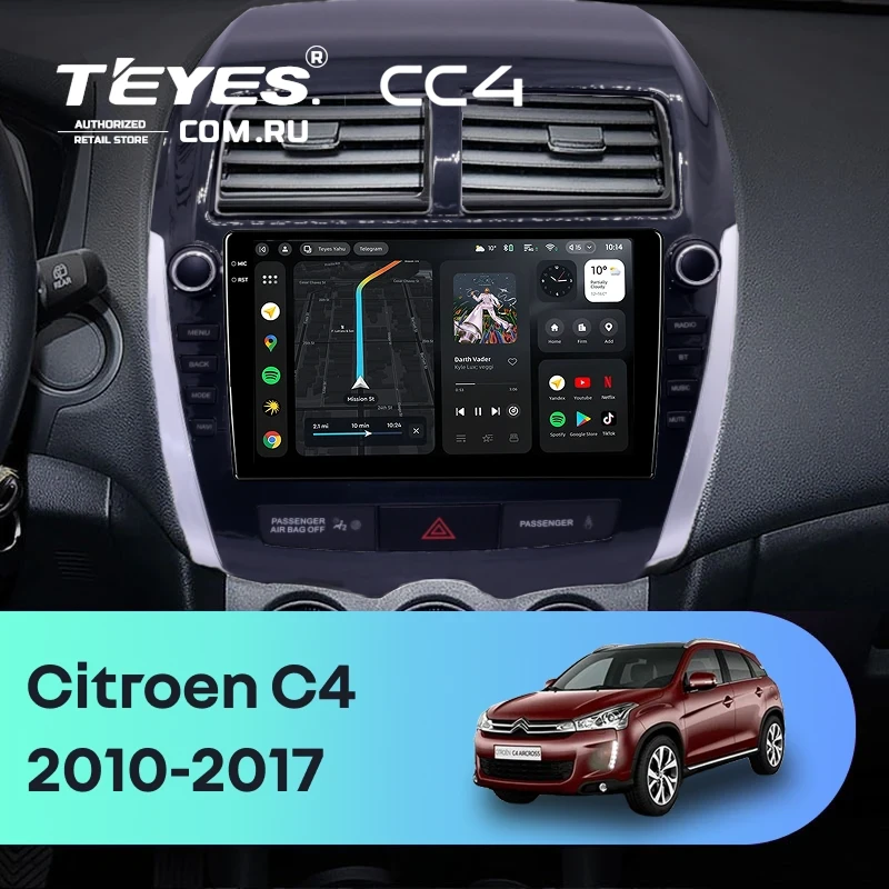 Штатная магнитола Teyes CC4 6/64 Citroen C4 Aircross  (2010-2017) Тип-B (9")