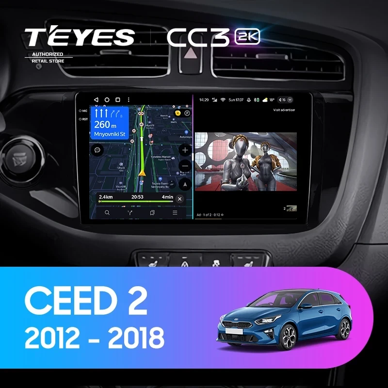 Штатная магнитола Teyes CC3 2K 360 6/128 Kia Ceed 2 JD (2012-2018)
