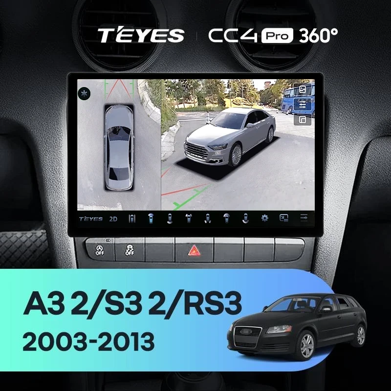 Штатная магнитола Teyes CC4 Pro 360 12/256 Audi A3 2 8P (2003-2013) (13")