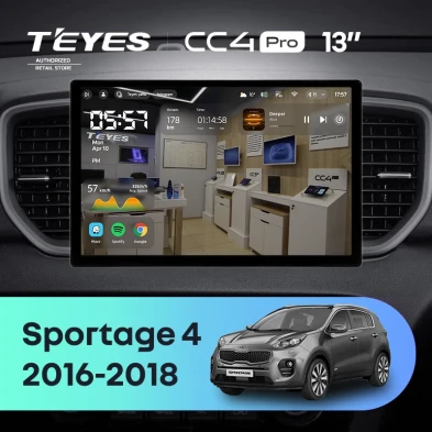 Штатная магнитола Teyes CC4 Pro 8/128 Kia Sportage 4 QL (2016-2018) Тип-B (13")