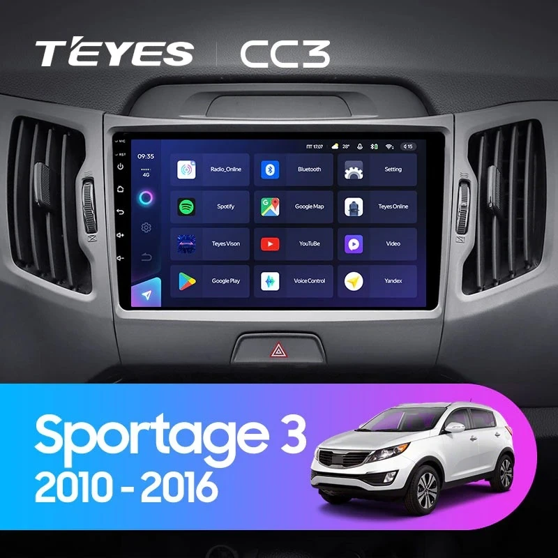 Штатная магнитола Teyes CC3 6/128 Kia Sportage 3 SL (2010-2016) Тип-A