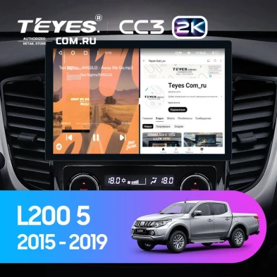 Штатная магнитола Teyes CC3 2K 6/128 Mitsubishi L200 5 (2015-2019) кондиционер F1 (11")