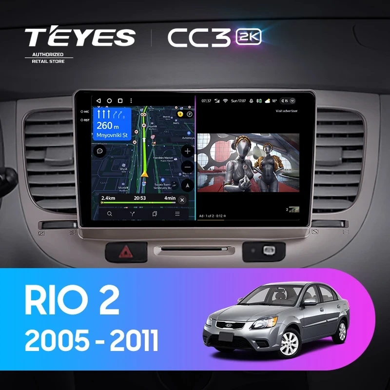Штатная магнитола Teyes CC3 2K 360 6/128 Kia Rio 2 (2005-2011) F1