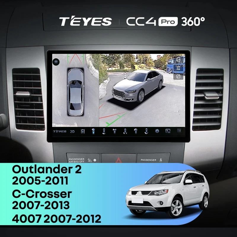 Штатная магнитола Teyes CC4 Pro 360 8/128 Mitsubishi Outlander 2 (2005-2011) Тип-B (11")