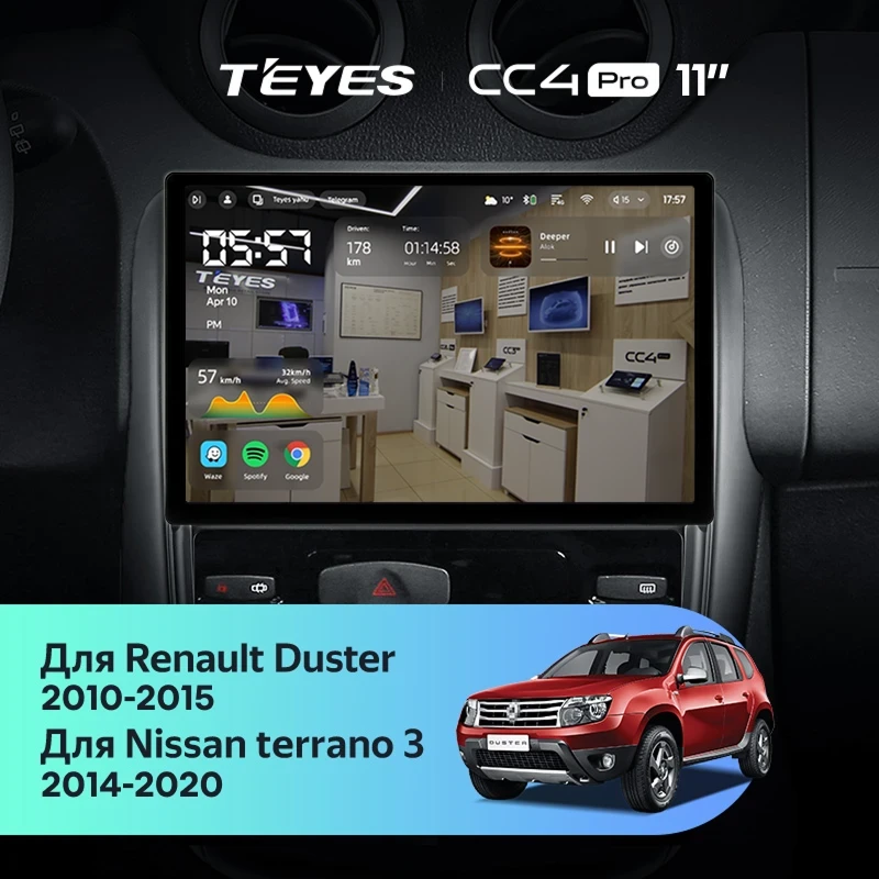 Штатная магнитола Teyes CC4 Pro 12/256 Renault Duster 1 (2010-2015) (11")