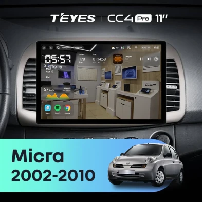 Штатная магнитола Teyes CC4 Pro 8/128 Nissan Micra K12 (2002-2010) (11")