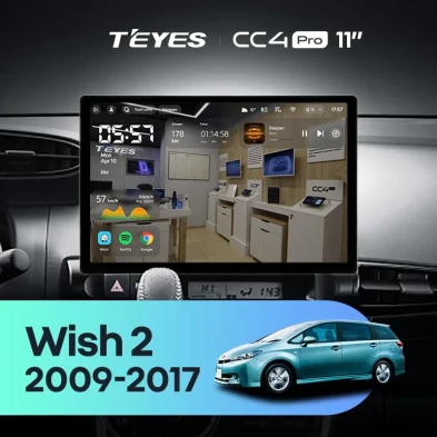 Штатная магнитола Teyes CC4 Pro 12/256 Toyota Wish 2 XE20 (2009-2017) (11")