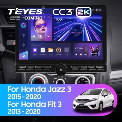 Штатная магнитола Teyes CC3 2K 6/128 Honda Fit 3 GP GK (2013-2020) Тип-A (13" с кнопками)