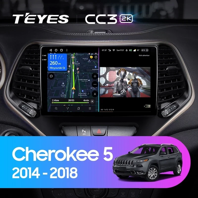 Штатная магнитола Teyes CC3 2K 4/64 Jeep Cherokee 5 KL (2014-2018)