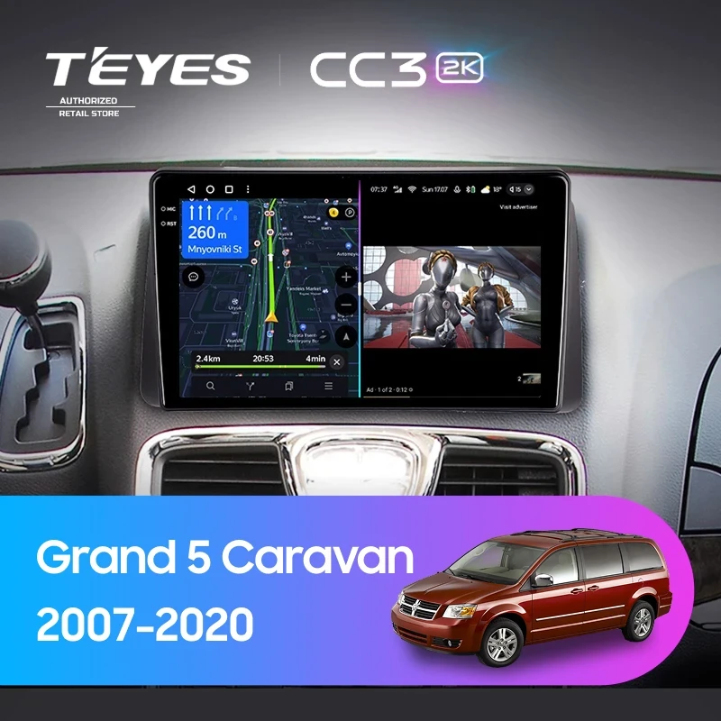 Штатная магнитола Teyes CC3 2K 4/64 Dodge Grand 5 Caravan (2007-2020)