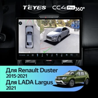 Штатная магнитола Teyes CC4 Pro 360 12/256 Renault Duster (2015-2021) F1 (13")