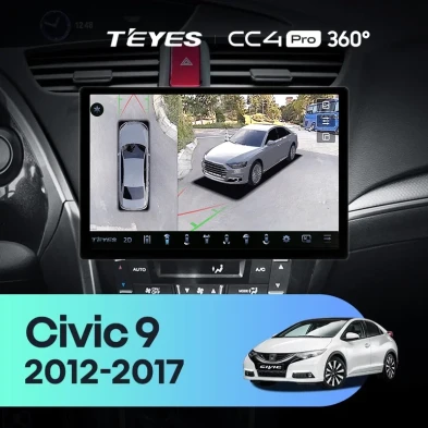 Штатная магнитола Teyes CC4 Pro 360 12/256 Honda Civic 9 FK FB (2012-2017) (11")